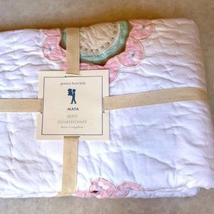 New Pottery Barn Maya Dandelion Twin Bed Quilt Embroidery & Lace
